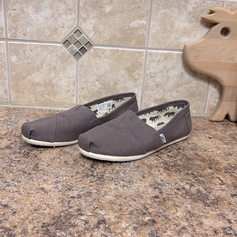 Toms Alpargata Heritage Canvas Brown Slip-On Shoes Size 8